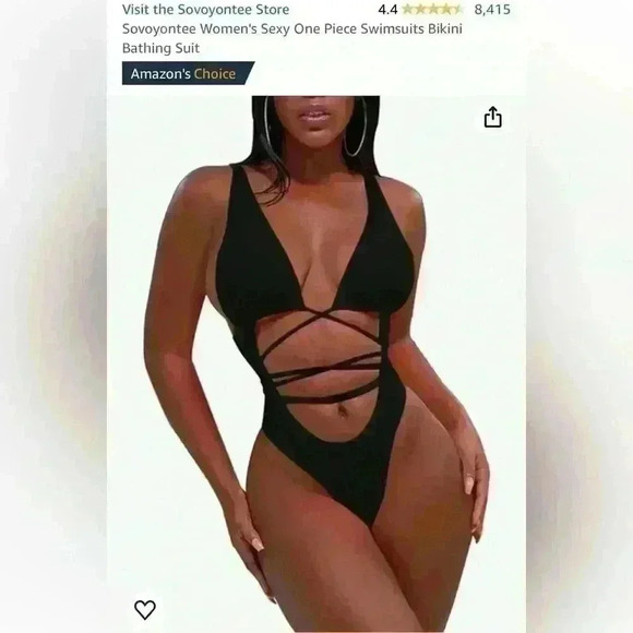 Sovoyontee Womens  One Piece Swimsuits Bikini Bathing Suit, Strappy, Sexy- M - Picture 1 of 8